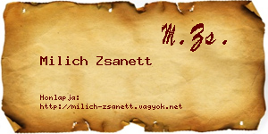 Milich Zsanett névjegykártya